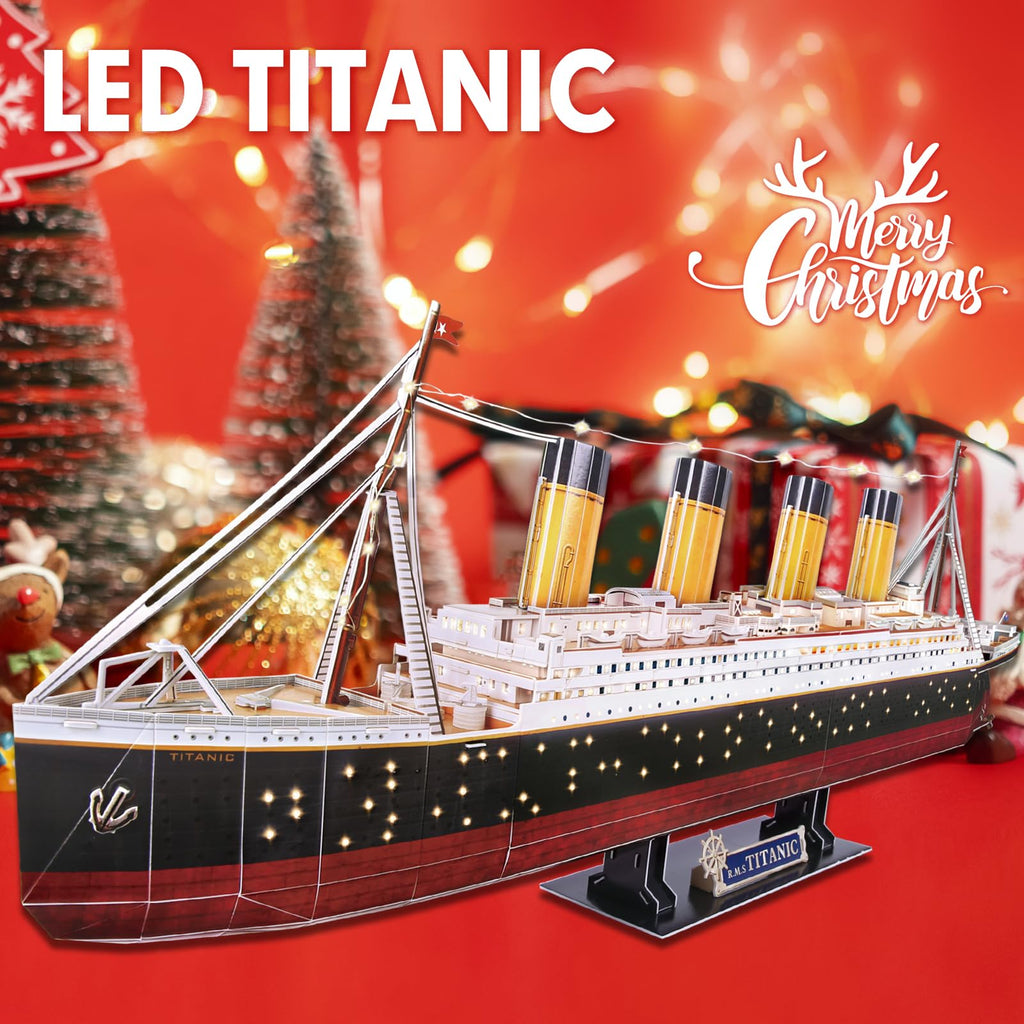 CubicFun Titanic 3D Model Ship Puzzle with LED Lights, 266 Pieces, 88 cm