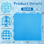 16pcs Pool Drainage Mat,Above Ground Walkways to Prevent Dirt from Entering the Pool, Pool Mats with Multiple Splicing Methods,Interlocking Plastic Floor for Pools Shower Rooms (9.84" x 9.84")