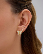 PAVOI Huggie Earrings, 14K Gold Plated, Yellow Gold, Size 14.5 Millimeters