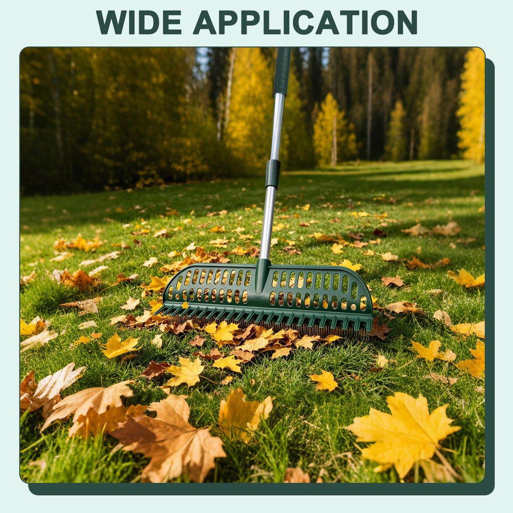 Artificial Turf Rake, Double-Sided Turf Brush Rake with 35-56 Inch Adjustable Steel Handle, Turf Rake for Artificial Grass, Pet Hair, Leaves & Debris – If Any Assembly Issues, Contact Us