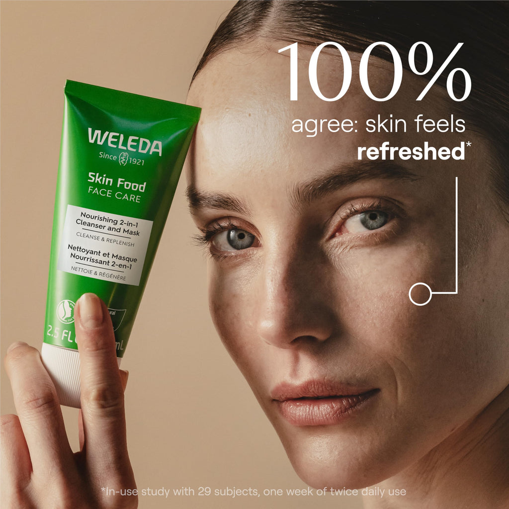 Weleda Skin Food Face Care Nourishing Oil-to-Milk Cleanser, 2.5 Fluid Ounce, Plant Rich Cleanser with Sunflower Seed Oil, Chamomile Extract and Pansy
