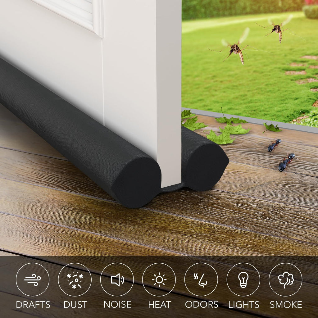 Everlasting Comfort Under Door Draft Excluder - Thicker 5cm Foam Strip Blocks 50% More Noise and Wind - Seal Bottom of Doors 76cm to 91cm - Double Sided Interior Door Draught Stopper, Blocker, Guard