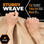 Heavy Duty Tan Poly Tarp 6' X 8' - Multipurpose Protective Cover - Durable, Waterproof, Weather Proof, Rip and Tear Resistant - Extra Thick 12 Mil Polyethylene - by Xpose Safety