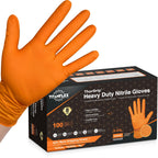 TitanFlex Heavy Duty Industrial Orange Nitrile Gloves, 8-mil, Gloves Disposable Latex Free with Raised Diamond Texture Grip, Powder Free, Rubber Glove, Mechanic Gloves,100-ct Box (XL)