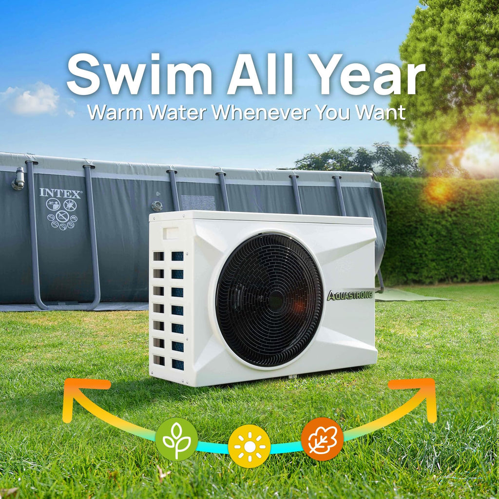 Aquastrong 22,000 BTU Inverter Swimming Pool Heat Pump, 7,000 Gallons Electric Pool Heater for Above Ground and Inground Pool, WiFi Capable Timer, Heating and Cooling Pool Heater 120V