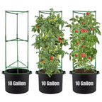 ANPHSIN Sturdy Triangle Tomato Cage with Movable 10 Gal Grow Bags, 3 Sets