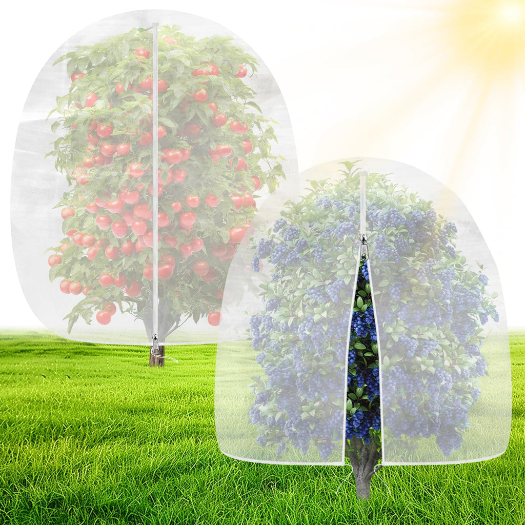 OZMI Bird Netting for Garden, 6 x 6 FT Blueberry Bush Netting Cover with Zipper, Drawstring Reusable Mesh Plant Protector for Shrubs Bush Fruit Tree Potted (2 Pack)