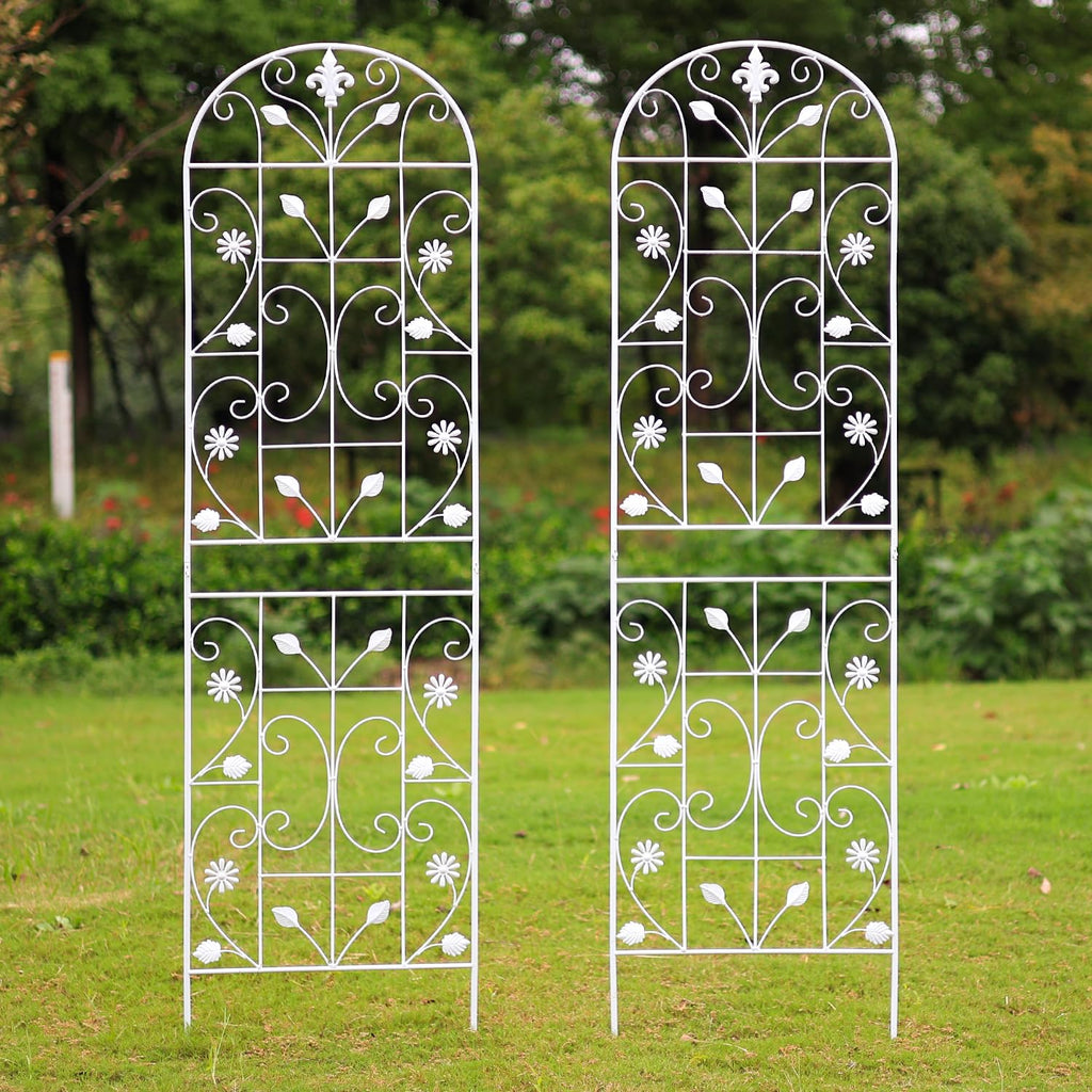 Maidapulu 70.8" Metal Garden Trellis for Climbing Plants, 2 Pack White