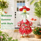 Pextian Watermelon Porch Goose Outfit, 23 inch Porch Goose Summer Outfit with Watermelon Dress and Hat, Cute Goose Clothes for Outdoor Garden Yard Patio Lawn Art Decor