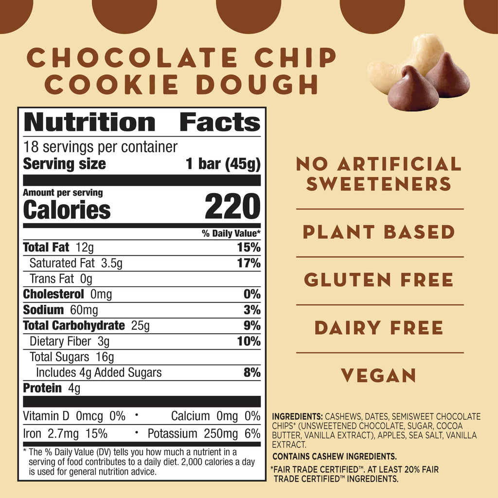 Larabar Chocolate Chip Cookie Dough, Fruit & Nut Bars, 18 ct, 28.8 oz