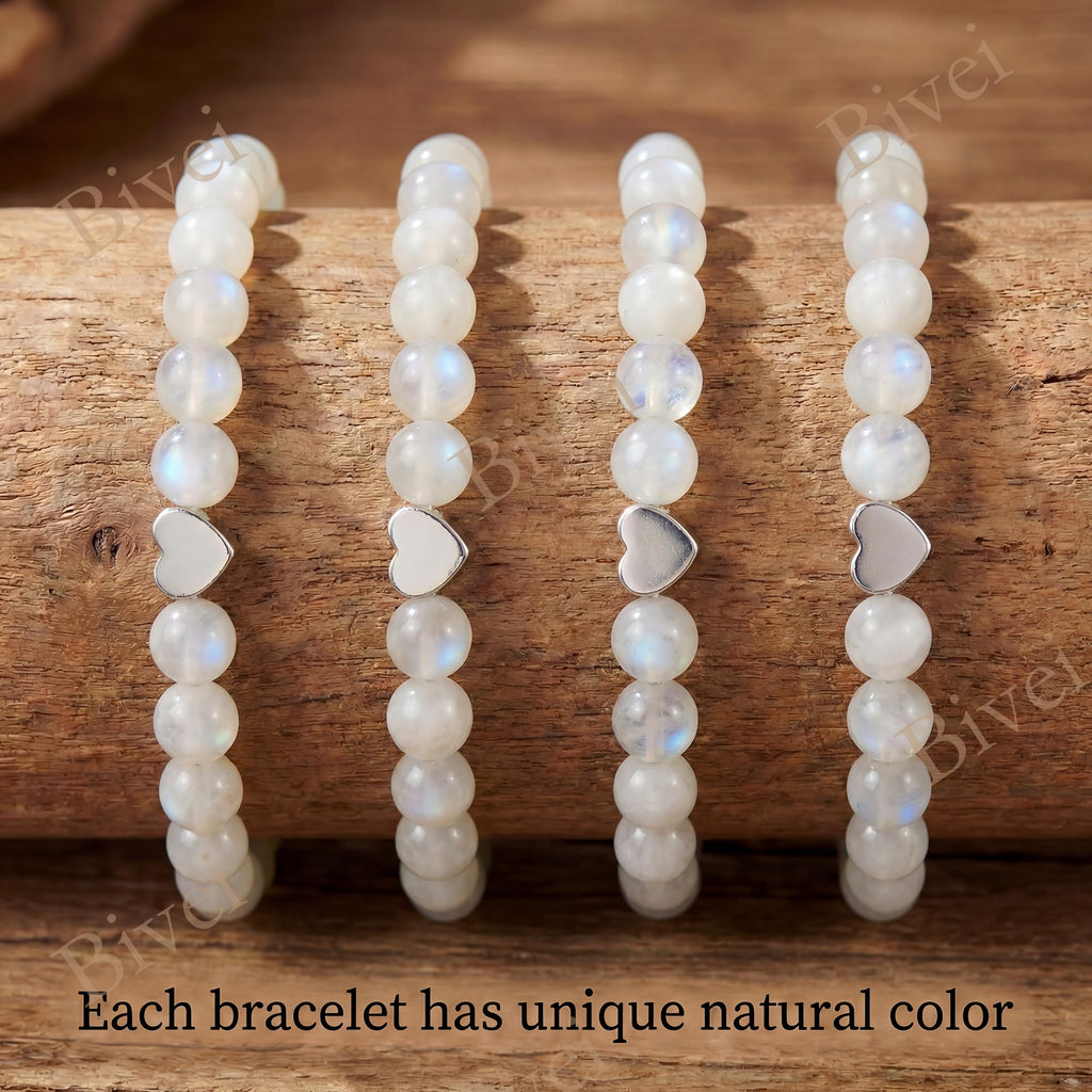 Bivei Moonstone Crystal Stretch 6mm Bracelets for Women