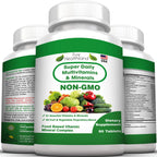 Pure Heathland Non-GMO Super Daily Multivitamin for Adults – 42 Natural Fruits & Vegetables Blend with 21 Essential Vitamins & Minerals – Vegan Coating Tablets, 90 Count, Made in USA