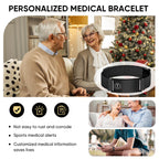 VNOX Medical Alert Id Bracelet for Men Women,Black Custom Engraving Adjustable Stainless Steel Customizable Mesh Emergency Survival Medic Bracelets Wristband Loop Band, Black