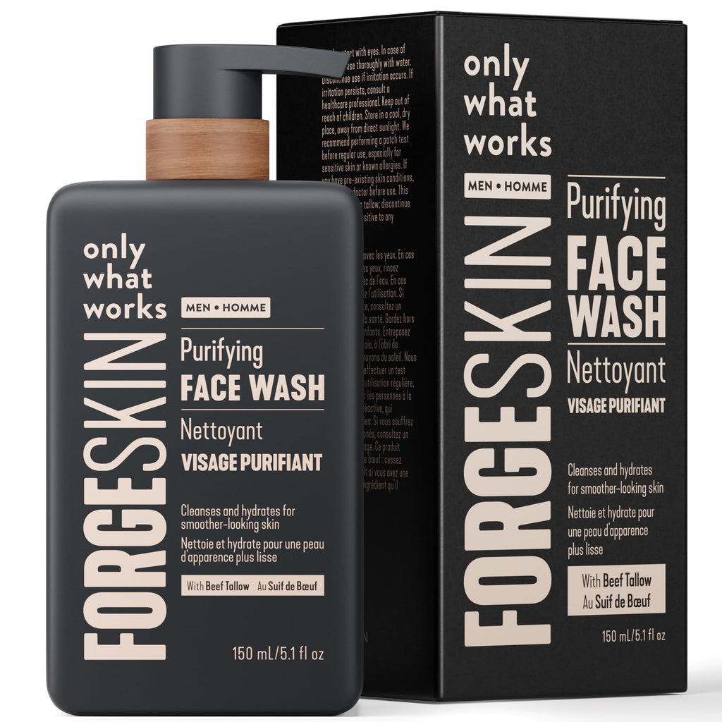 FORGE SKIN® Beef Tallow Face Wash for Men [TALLOW-BASED] - Morning Nourishing Hydrating Facial Cleanser - Gentle Cleansing Moisturizer for Hydration - Exfoliating Facial Skincare for Clean Skin (5 OZ)
