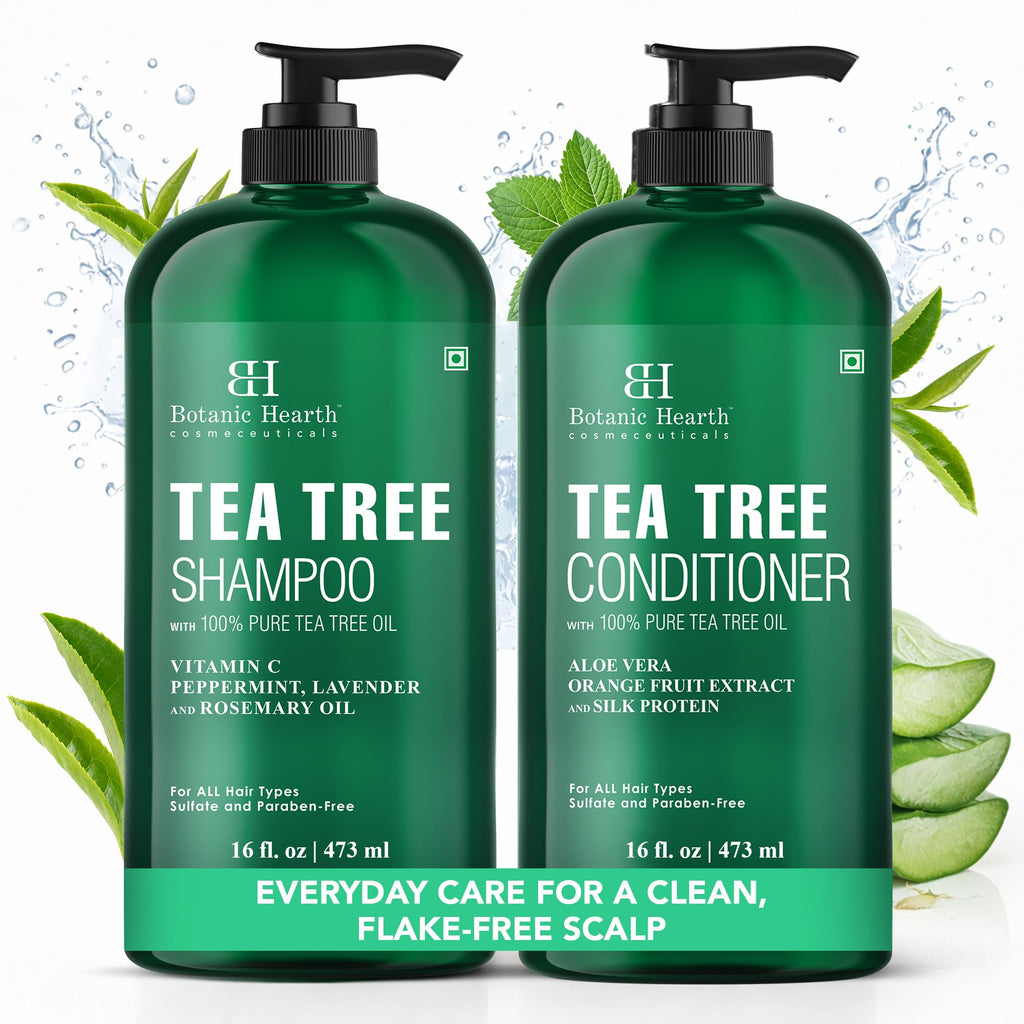 Botanic Hearth Tea Tree Shampoo And Conditioner Set for Men & Women - 32oz