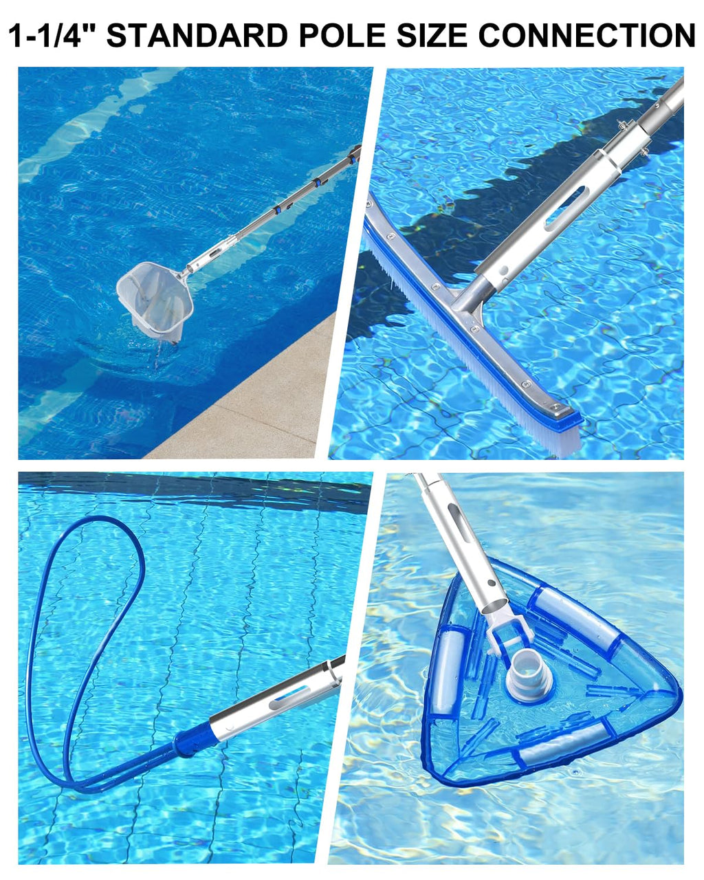 SKGPOLE Swimming Pool Pole, Upgraded 16FT Professional Telescopic Extendable Pool Pole Aluminium Heavy Duty, Adjustable Length 4 to 16 Feet, Universal Pole for Skimmer Nets, Brushes and Vacuum Heads