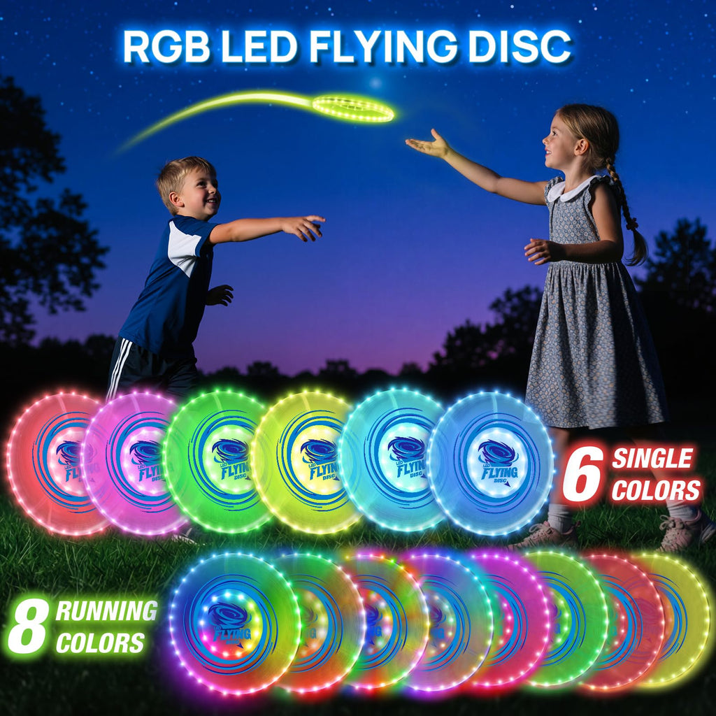 HYES 2 Pack Light up Flying Discs for Kids, 45 LEDs & 14 Lighting Modes