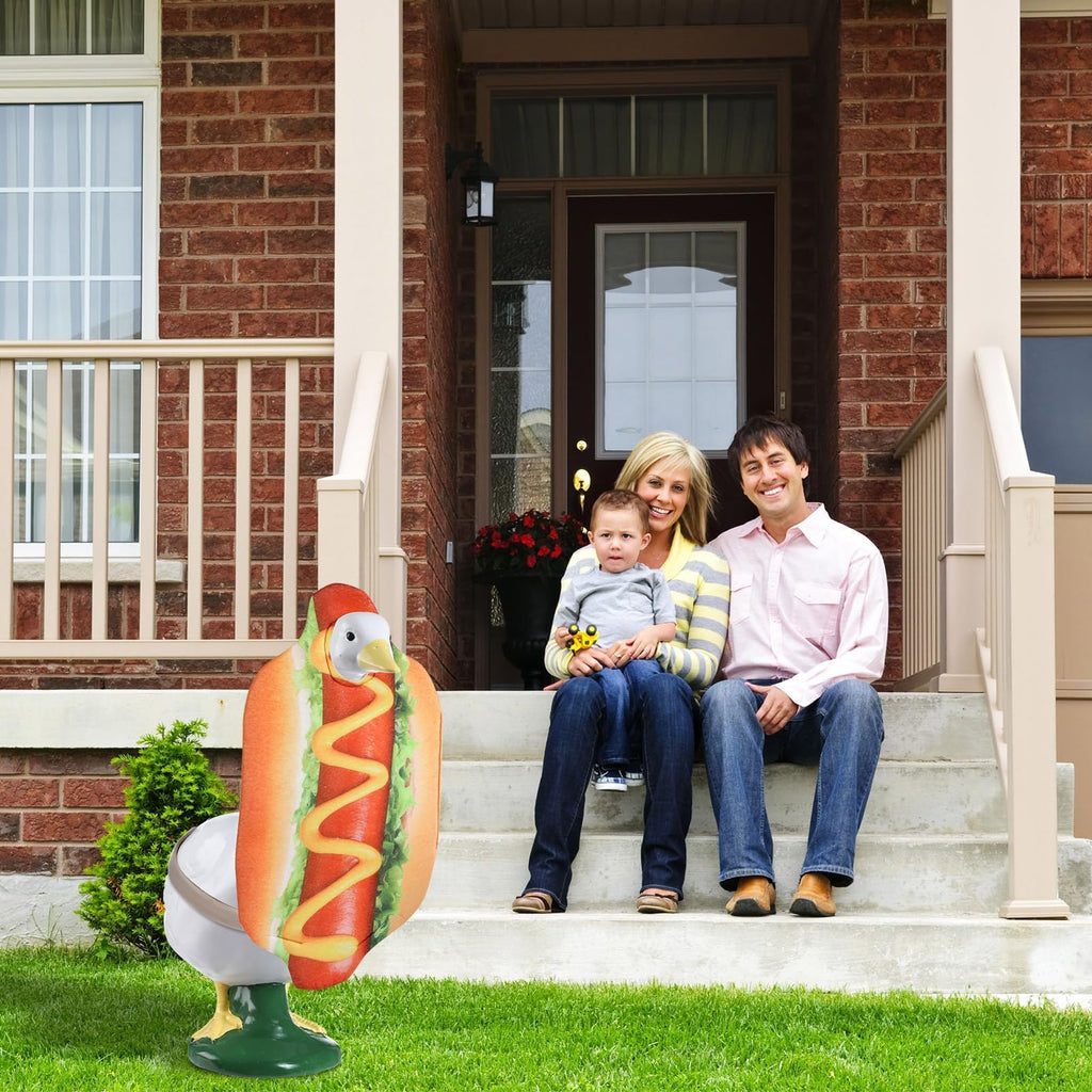 gisgfim Hot Dog Goose Outfits Porch Lawn Goose Clothes Hot Dog Costume 23 Inch High Statue Outfit for Cement Plastic Porch Geese Lawn Garden Yard Patio Outdoor Statue Art Decorations
