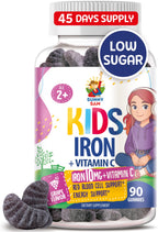 SUNNY SAM Iron Gummies for Kids & Teens - 10mg Iron Vitamins with Vitamin C - Low-Sugar Chewable Gummy Supplement for Immune Support, Supports Red Blood Cell Production for Children & Teen Girls