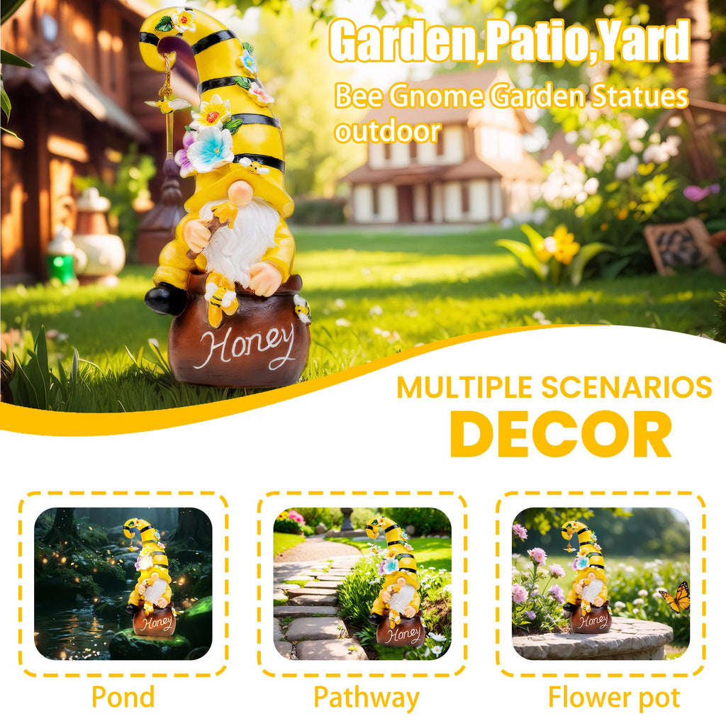 twinbling 13" Garden Solar Spring Gnomes Statues Outdoor