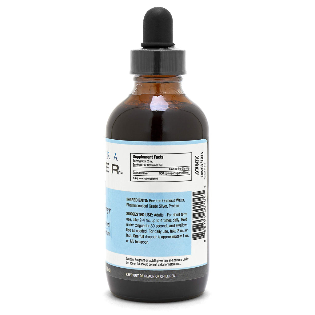 Ultra Silver® Colloidal Silver | 500 PPM, 4 Oz (118mL) | Mineral Liquid Supplement | True Colloidal Silver - with Dropper