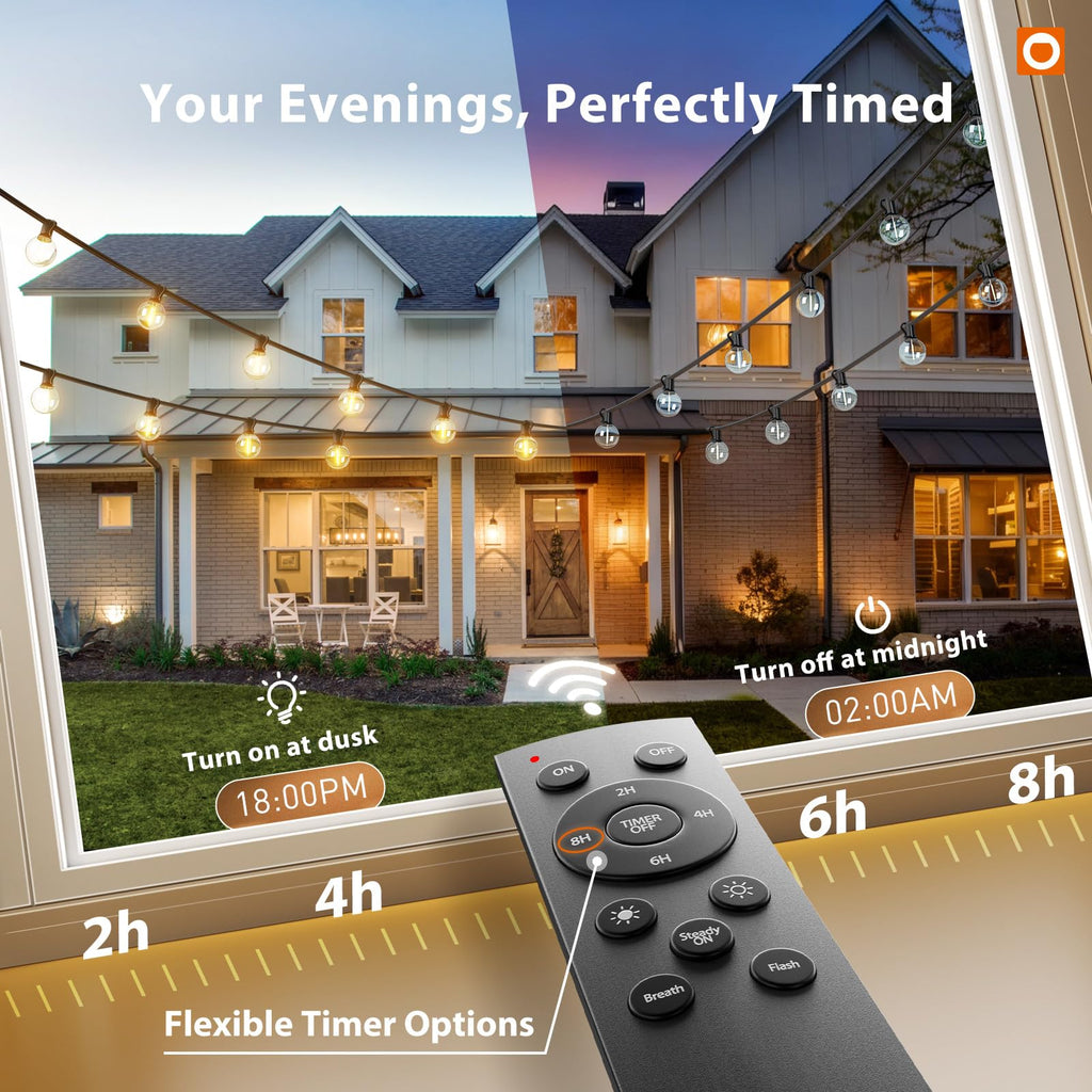 addlon Outdoor String Lights 48FT, LED Shatterproof Bulbs, Dimmable Patio Lights Waterproof, Hanging Outside Lighting for Backyard, Garden, Deck, Balcony, Porch, Café, Decor