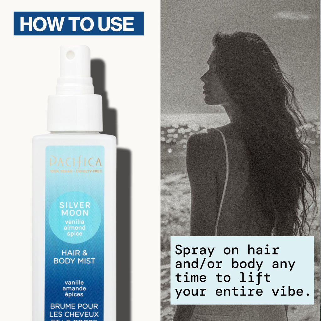 Pacifica Hair Perfume & Body Fragrance Spray Mist - Silver Moon with Vanilla, Almond & Spice ��� Alcohol-Free, Vegan & Cruelty-Free, 6.5 oz