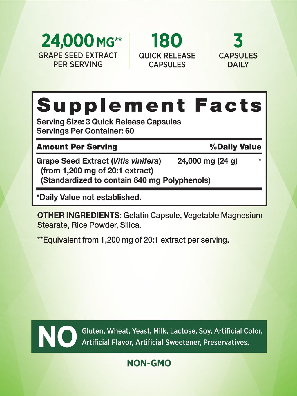 Nature's Truth Grape Seed Extract | 180 Capsules | Standardized Supplement | Non-GMO & Gluten Free Formula