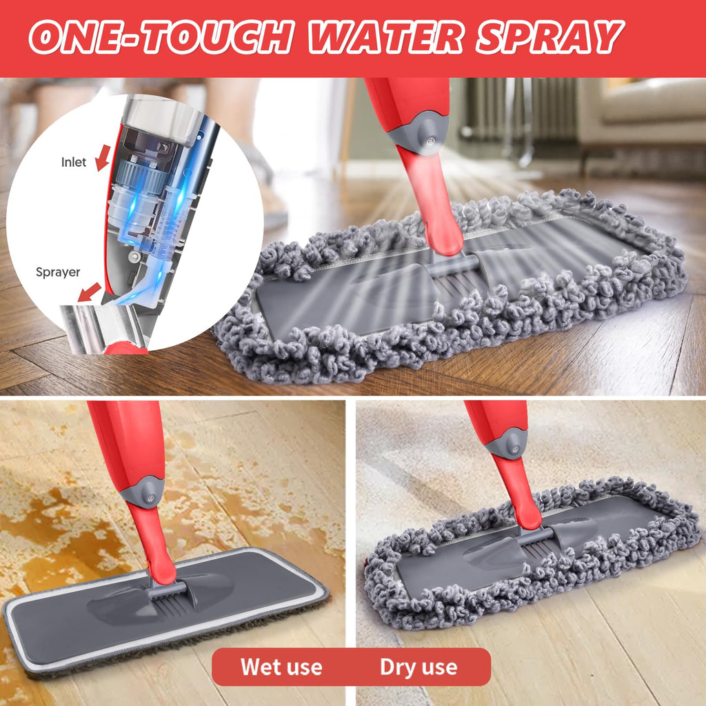 HOMTOYOU Dust Mop for Hardwood Floors: Microfiber Spray Mop for Cleaning