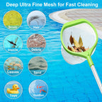 ROMIVO Pool Skimmer Net with 6-Section Reinforced Aluminum Pole, Deep Ultra Fine Mesh Leaf Skimmer Rake for Fast Debris Removal, 56.3" Adjustable Length for Cleaning Swimming Pools, Spas, Tubs & Ponds