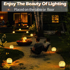 Coroor Garden Solar Ball Lights Outdoor Waterproof, 80 LED Cracked Glass Globe Solar Power Ground Lights for Path Yard Patio Lawn, Halloween Christmas Decoration Landscape Warm White(2 Pack 5.9'')