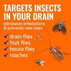 TERRO T590 Drain Insect Killer Foam 1-Pack - Indoor Infestation Treatment for Cockroaches, Drain Flies, House and Fruit Flies with Extension Tube Application