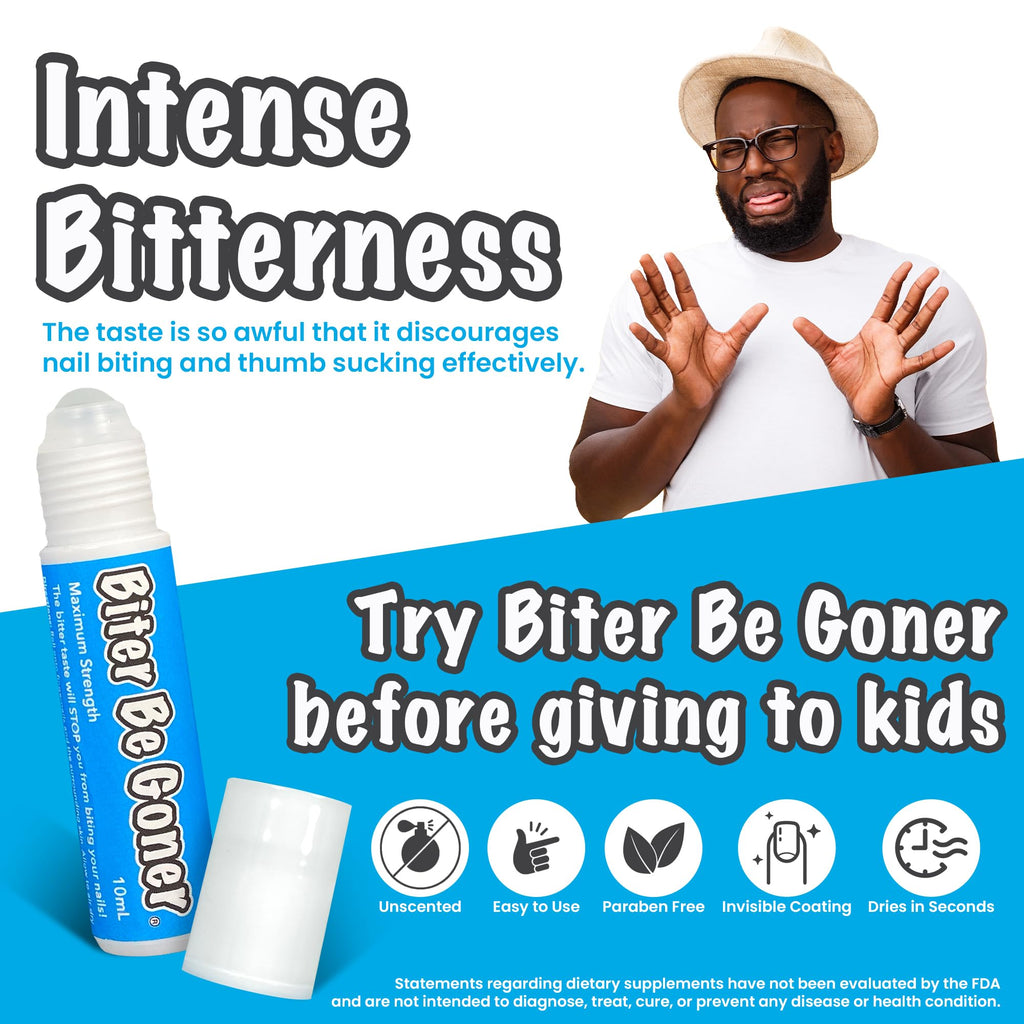 Biter Be Goner Nail Deterrent, Treatment for Kids and Adults, Non-Glossy Invisible Coating, Stop Nail Biting and Thumb Sucking Today, 0.3 Fl Oz