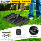 Lawn Leveling Rake, Heavy Duty 17"x10" Curved Ground Plate, 72" Long Handle Lawn Leveler Tool Landscape Rake for Compost Soil Dirt Sand Grass Peat Moss