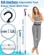 Pool Robot Retrieval Hook - 63.8 Inch Adjustable Stainless Aluminum Pole, Heavy-Duty Detachable Hook for Pool Robot Vacuum Robotic Pool Cleaner Including Cordless/Above Ground/Underwater Cleaners