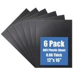 Plastic Sheet 12" x 16" x 0.06", Black PVC Board Flexible Moldable Impact Strength and High Tensile 1/16" Thick (1.5mm) for Crafts Materials Home Decor and Handicrafts, Abs Plastic Sheets 6 Pack