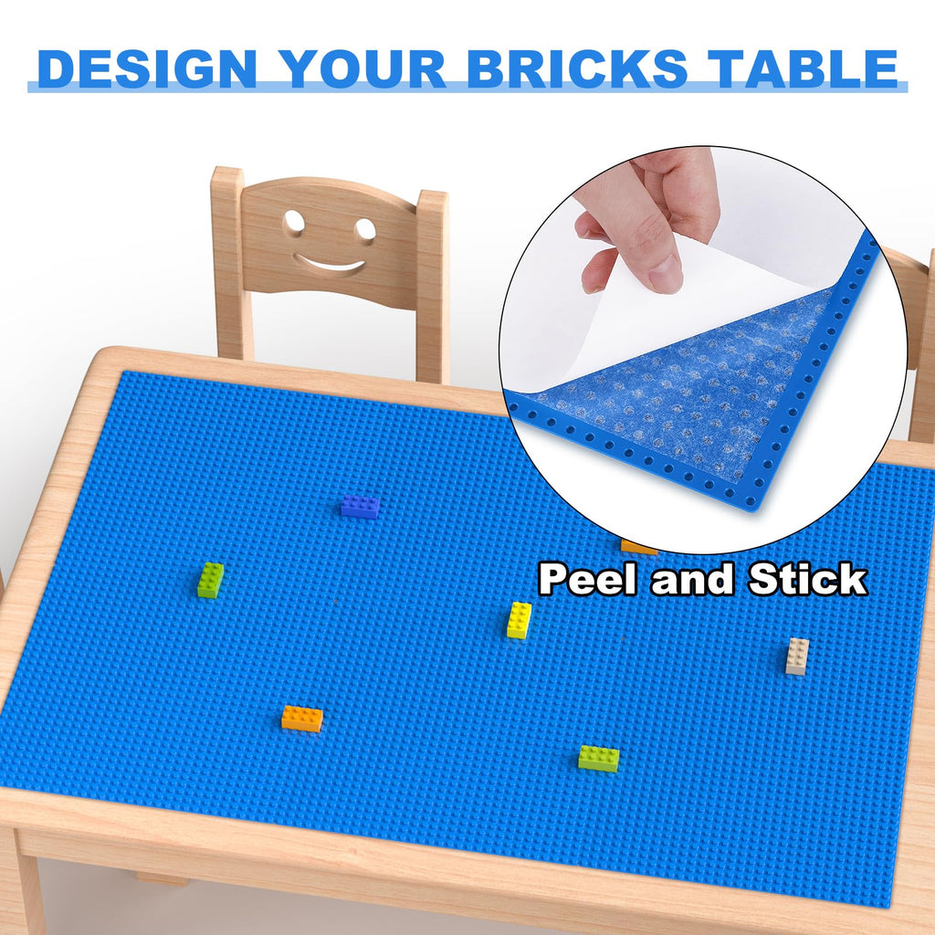 Classic Baseplates, Peel and Stick Base Plates for Building Bricks, Compatible with Major Brands, Self-Adhersive Base for Bricks 10" x 10", 6 Pack Blue…
