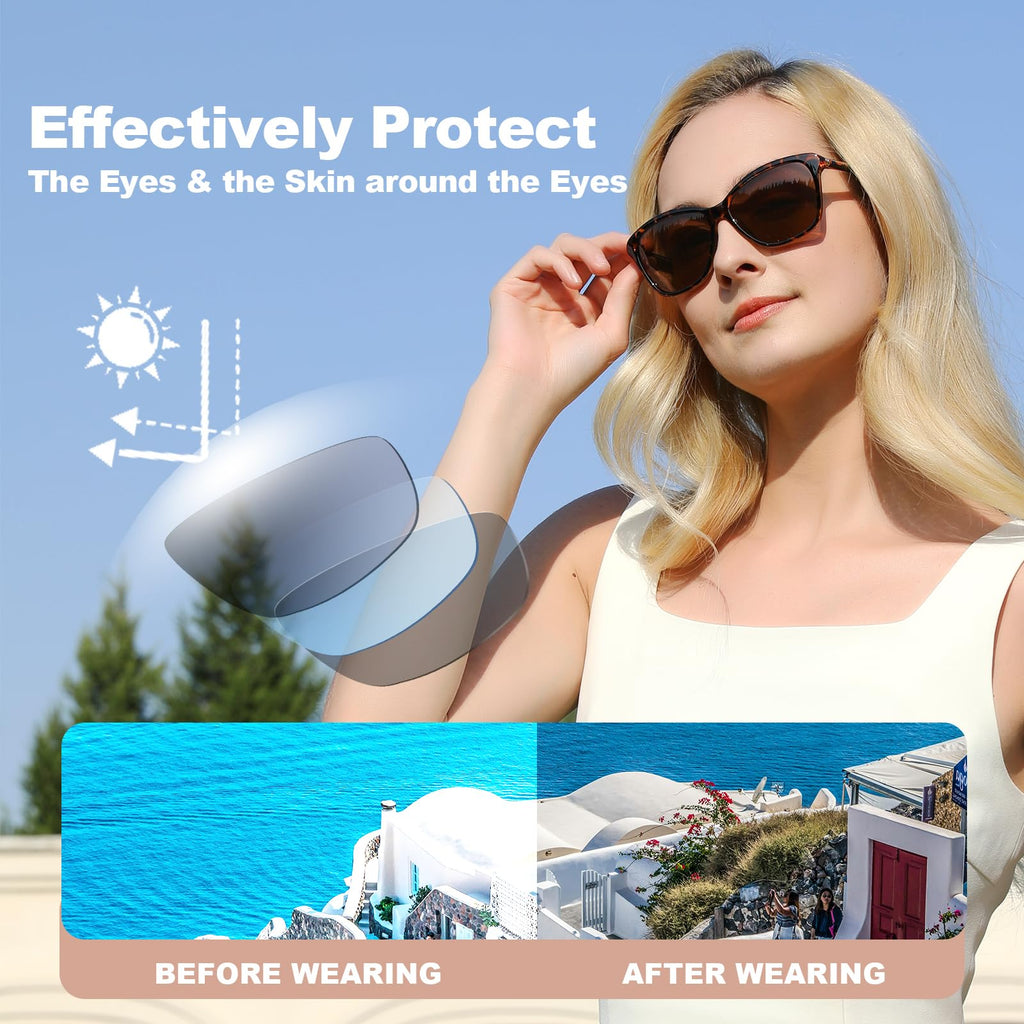 SKYOLUY Premium Bifocal Reading Sunglasses for Women, Retro Cateye Sun Readers UV400 Protection, Classic Shades Black & Tortoise (1 Black & 1 Tortoise, 2.00)