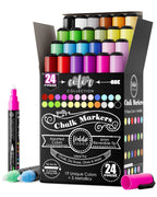 Loddie Doddie Chalk Markers, Liquid Chalk Pens, Reversible Tips, 24 Pack