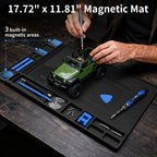 STREBITO Solder Mat Electronics Mat Silicone Repair Mat, Heat Resistant 932°F, Magnetic Project Mat Solder Pad for Soldering, Computer, Laptop, Cell Phone, RC, Gun, Size 17.7" x 11.8" (Black)