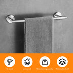 Hinmood Towel Bar Set Brushed Nickel, Bathroom Towel Ring Set 5pcs Including 2pcs 16'' Tower Bar, Towel Ring and 2 PCS Towel Hooks