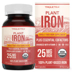 Organic Iron Supplement | Whole Food Mineral & Cofactors, 25 mg Elemental | Enhanced Absorption Plus Blood Health Vitamins – Gentle Form – Supports Healthy Levels & Blood Health – 90 Capsules