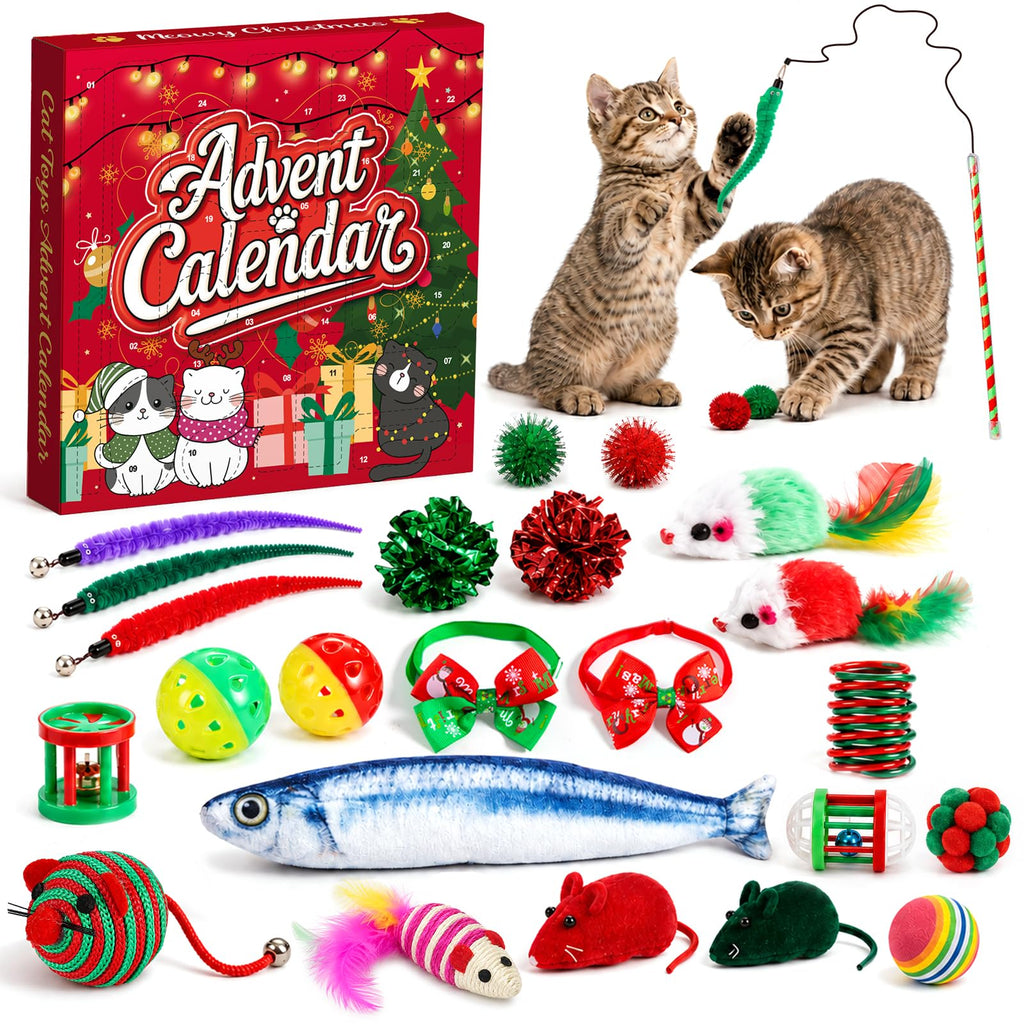 Cat Advent Calendar 2026, 24 Days Assorted Interactive Toys for Indoor Cats