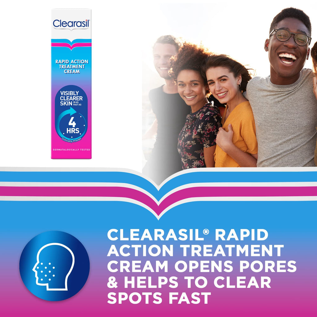 Clearasil Ultra Rapid Action Gel - Salicylic Acid Skin Moisturizer for Adults, Exfoliating & Smoothing, 25ml