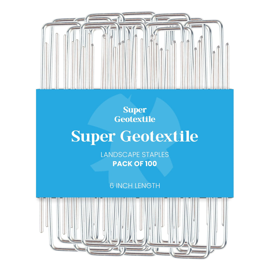Super Geotextile Landscape Staples - Heavy Duty 11 Gauge Galvanized U-Shaped Sod Pins for Weed Barrier and Landscaping Fabric Stakes - 1" x 6" (100 pcs)