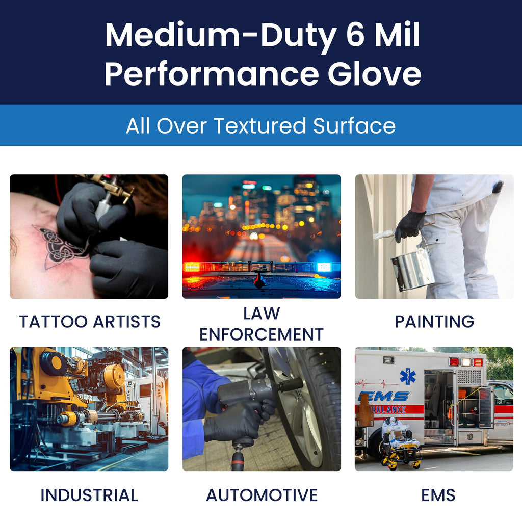 Adenna SHADOW Disposable Nitrile Gloves – 6 Mil, Medical Grade Exam Rubber Glove with Textured Grip, Non-Latex & Powder-Free, Case of 1000, Small, Black