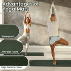 Fitvids 1/2-Inch Thick High Density Foam Exercise Yoga Mat with Carrying Strap, For Cushioning The Body Against Hard Floors, Jasper Green