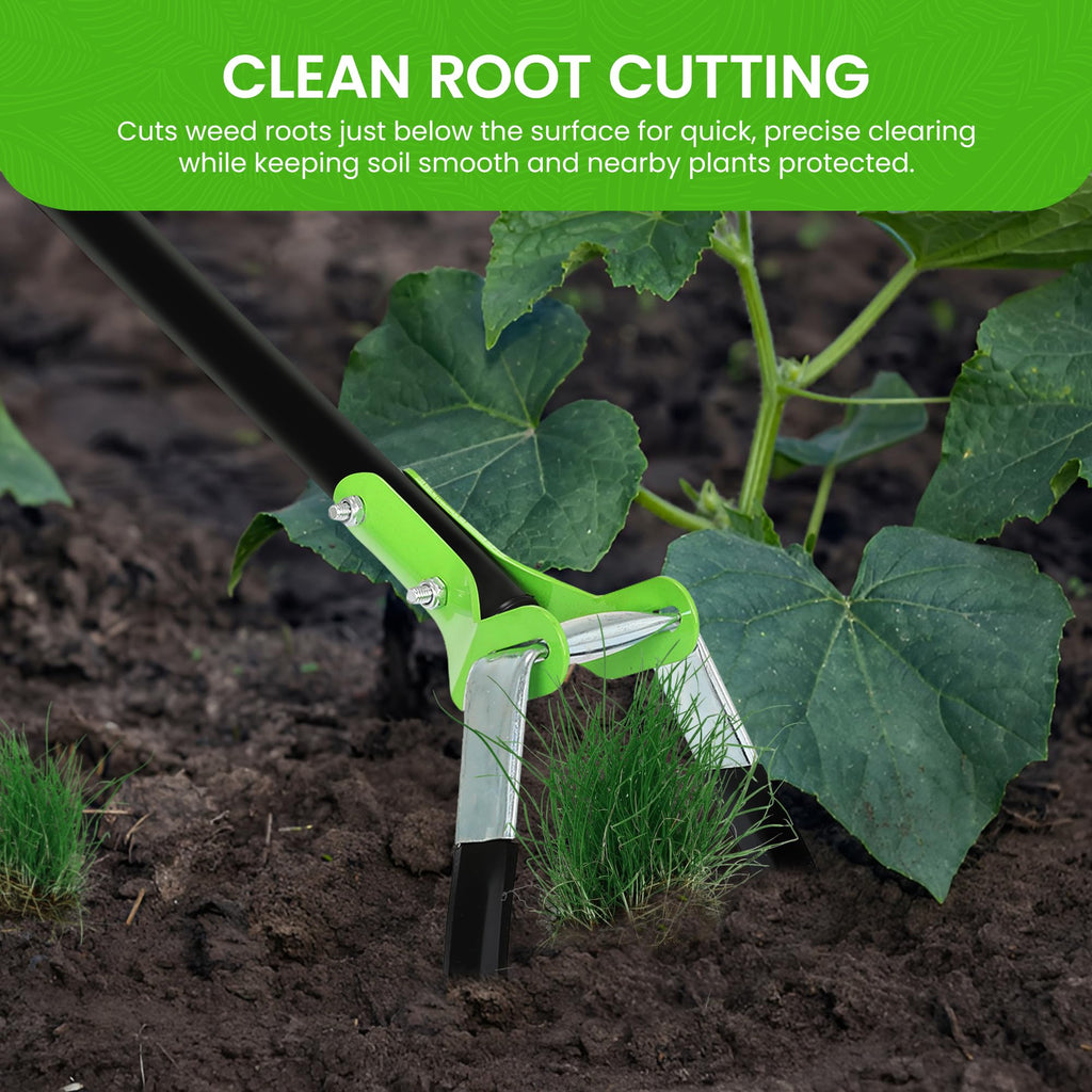 Garden Guru Action Stirrup Hoe Garden Tool, 17.5-Inch Long, with Ergonomic Handle – Rust Resistant Heavy Duty Steel Loop Hoe for Weeding, Planting, Sowing Seeds, Making Furrows & Soil Cultivation