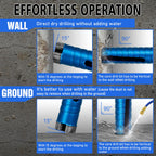 SALI Diamond Core Drill Bits 1 1/2" Diameter 10"/254mm Drilling Depth 5/8-11" Thread Core Bit Turbo Laser-Welded Segments for Cured Concrete with Brick, Block, Masonry, with Two Adapters