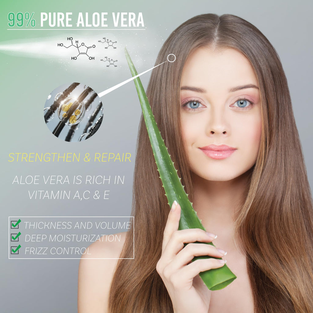 Green Leaf Naturals Aloe Vera Spray | 99% Cold-Pressed Aloe Vera Juice with Vitamin C, E & A | Hair, Skin, Facial Moisturizer, Sunburn Relief & After Sun Lotion 8oz